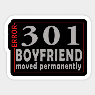 error 301, boyfriend moved permanently Sticker